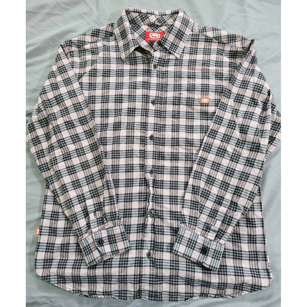 Ecko Unltd Plaid Youth/Men Button Down Dress Shirt Small Pink/Black LS